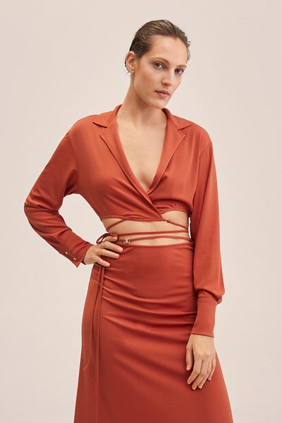 MANGO Woman Czerwona koszula damska 27055804
