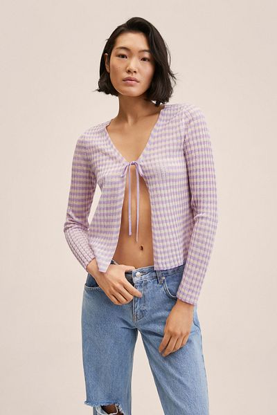 MANGO Ecrufarbener Damen-Cardigan 27025805