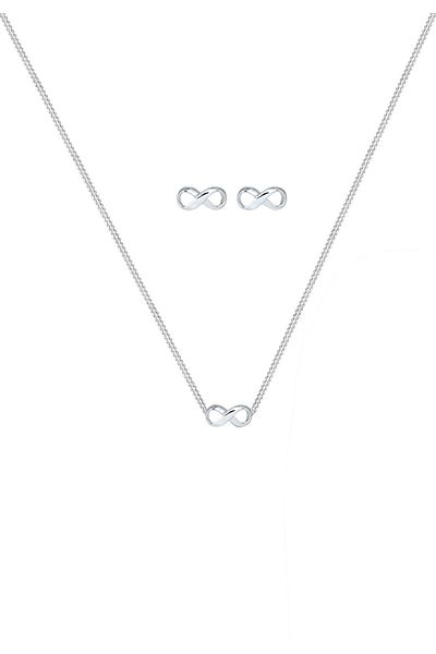 ELLI Schmuckset Kette Stecker Sonsuzluk Sembolü Endlos 925 Gümüş