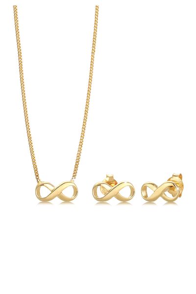 ELLI Schmuckset Kette Stecker Sonsuzluk Sembolü Endlos 925 Gümüş