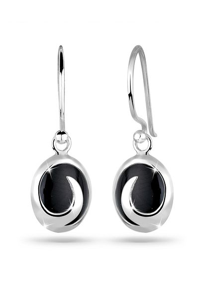 ELLI Ohrringe Onyx Wellen Edelstein 925 Silber