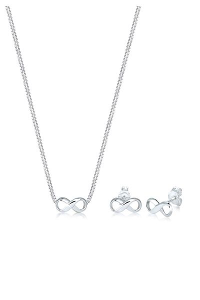 ELLI Schmuckset Kette Stecker Sonsuzluk Sembolü Endlos 925 Gümüş