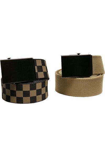 Urban Classics Accessoires Gürtel aus kariertem und einfarbigem Canvas, 2er-Pack