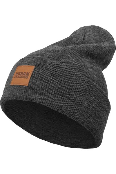 Urban Classics Unisex Lange Beanie mit Kunstlederpatch