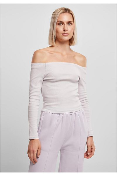 Urban Classics Damen Ladies Off Shoulder Rib Longsleeve