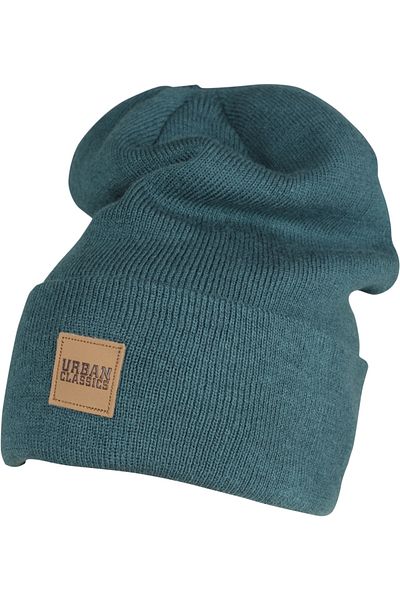Urban Classics Unisex Lange Beanie mit Kunstlederpatch