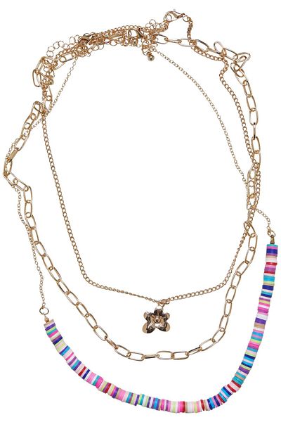 Urban Classics Accessoires – Halskette mit Blumenperlen, verschiedene Lagen, 3er-Set