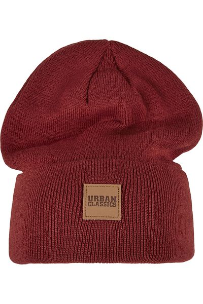 Urban Classics Unisex Lange Beanie mit Kunstlederpatch