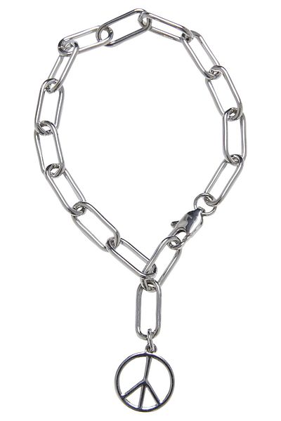 Urban Classics Accessoires Y-Kette Peace-Anhänger Halskette und Armband silber Einheitsgröße