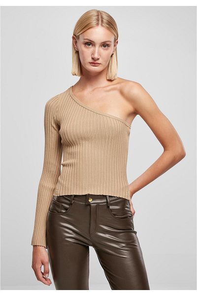 Urban Classics Damen Ladies Short Rib Knit One Sleeve Sweater