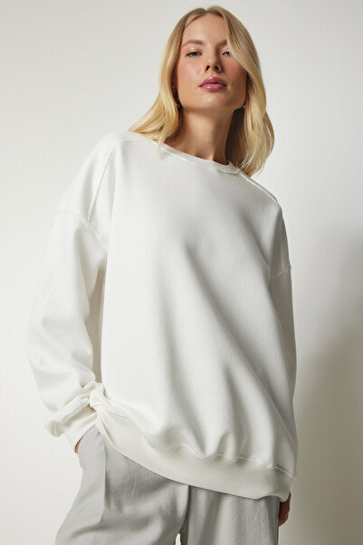 Happiness İstanbul Dámska mikina Ecru Raised Oversize MC00232