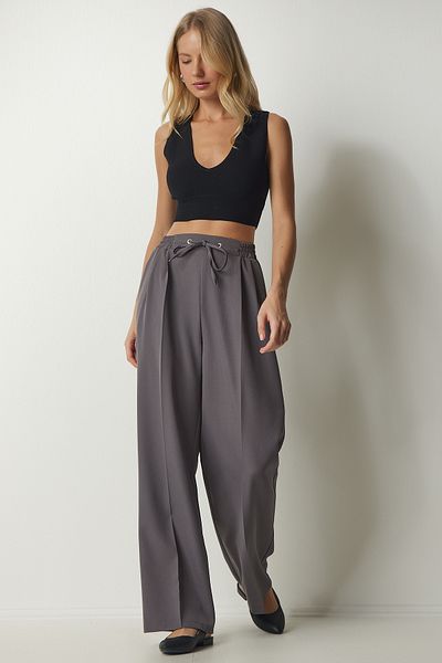 Happiness İstanbul Women's Gray Pleated Tracksuit Pants DW00003