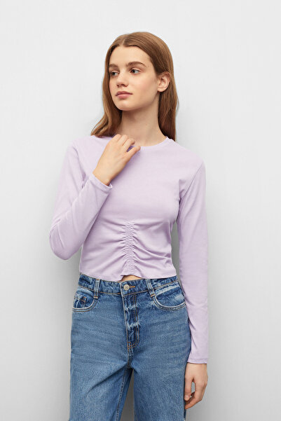 MANGO Kids Μπλουζάκι με λιλά για κορίτσι
