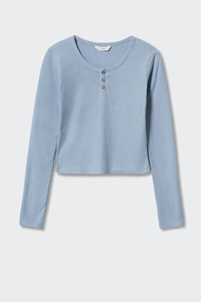 MANGO Kids Dziewczęcy T-shirt w kolorze błękitnego nieba