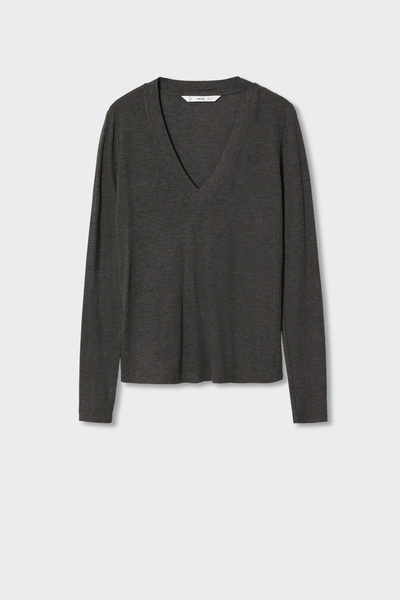 MANGO Woman Сіра жіноча футболка 37924383