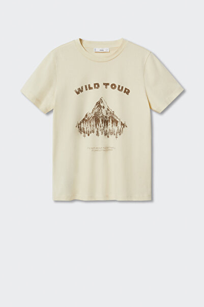 MANGO Μπεζ Γυναικείο T-Shirt 37005948