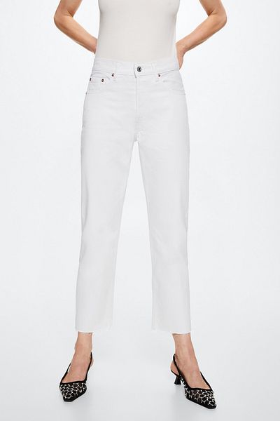 MANGO Białe jeansy damskie 37023857