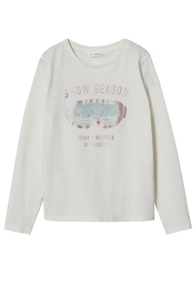 MANGO Kids Κοριτσίστικο εκρού T-Shirt