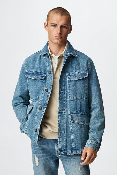 MANGO Man 37043849 Піджаки та блейзери середнього синього кольору