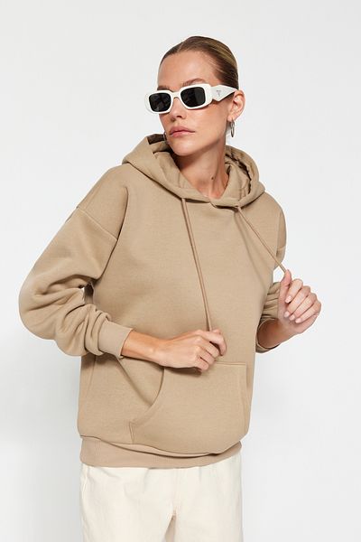 Trendyol Collection Базов плетен суитшърт с качулка и дебело руно отвътре от норка TWOAW24SW00103