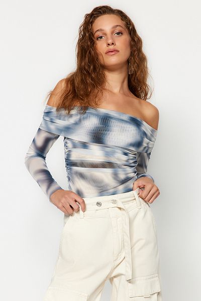 Trendyol Collection X Sagaza Studio Multicolor Gradient Tüll Body TCLAW24BD00000