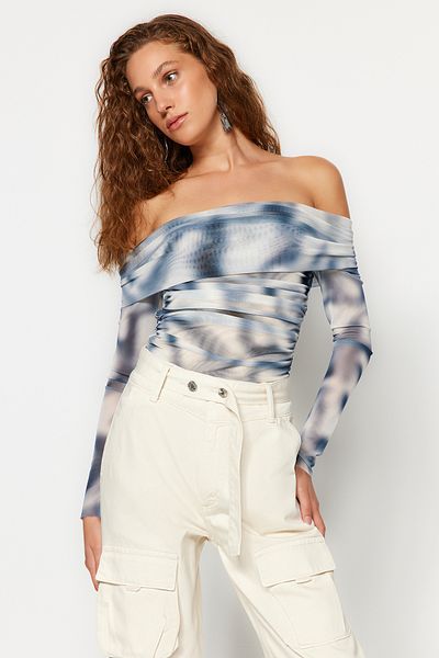 Trendyol Collection X Sagaza Studio Multicolor Gradient Tüll Body TCLAW24BD00000