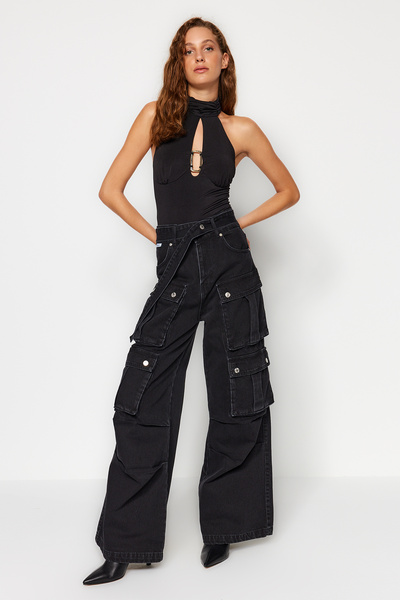 Trendyol Collection X Sagaza Studio Anthracite Cargo Pocket farmer TCLAW24JE00004