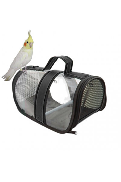 AlaPet Tünekli, Fileli Muhabbet Kuşu Ve Yavru Evcil Hayvan Taşıma Çantası (ŞEFFAF) (33CMX23CMX22CM)
