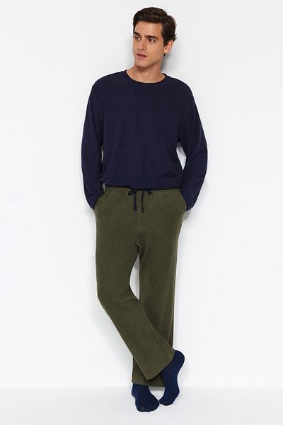 Trendyol Collection Gewebte Unisex-Pyjamahose in Khaki – bequeme Passform TMNAW24PJ00017