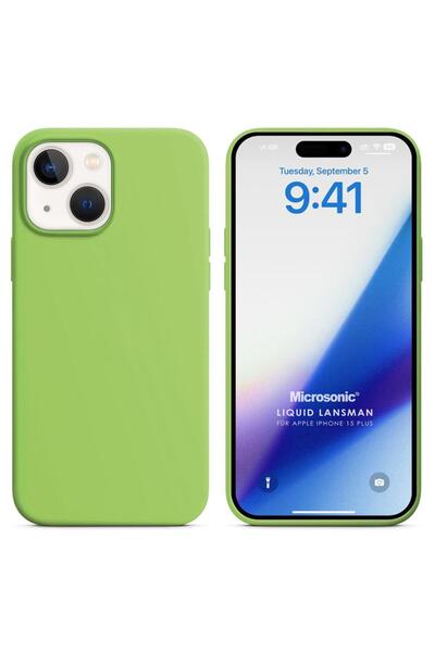 Microsonic iPhone 15 Plus Uyumlu Kılıf Liquid Lansman Silikon Açık Yeşil