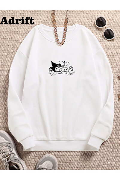 Adrift Hanorac oversize din bumbac cu decolteu rotund colorat Minimal Spider,...