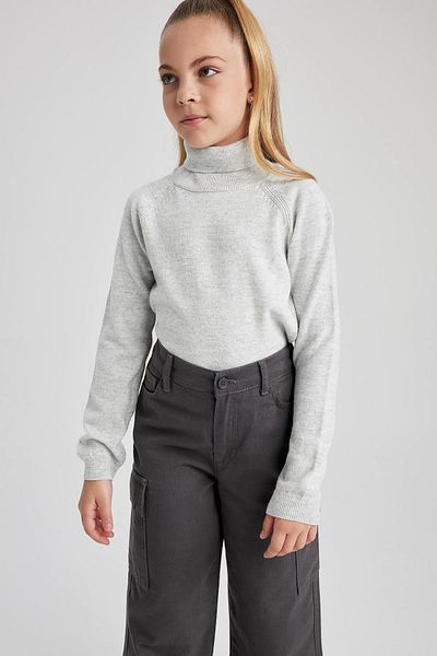 DeFacto Girl's Turtleneck Basic Plain Knitwear Sweater R1953A623Wn