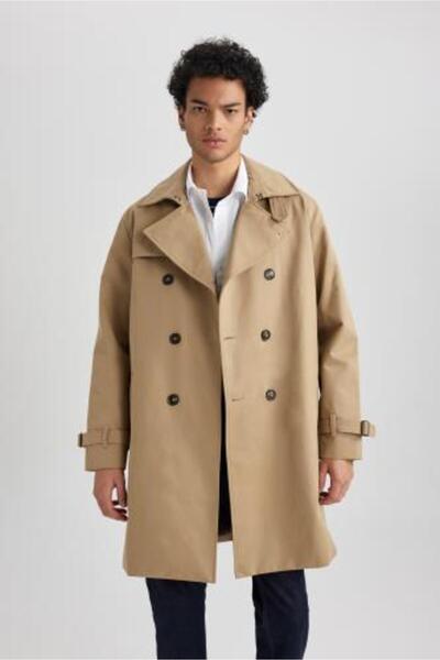 DeFacto Regular Fit Polo Neck Lined Trench Coat