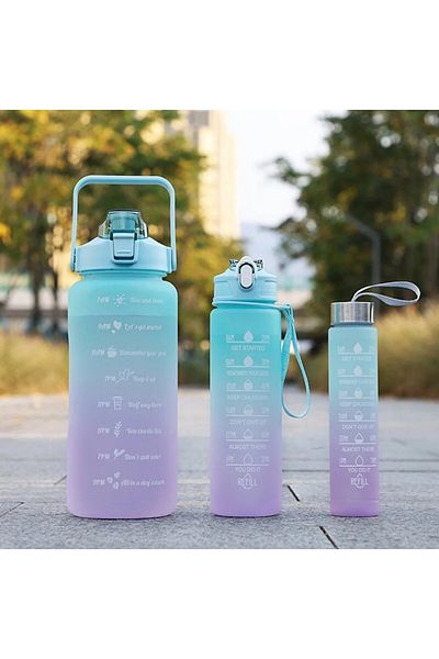 OSMEY Motivational Set of 3 Water Bottle Water Bottle Water Bottle 2lt+900ml+500ml Tritan Sports Gym Water Bottle Water Bottle