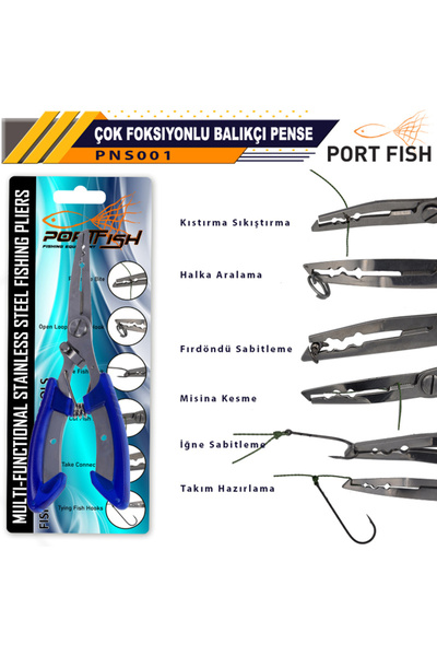 Port Fish Portfish Çok Foksiyonlu Balıkçı Pensesi mavi - Standart