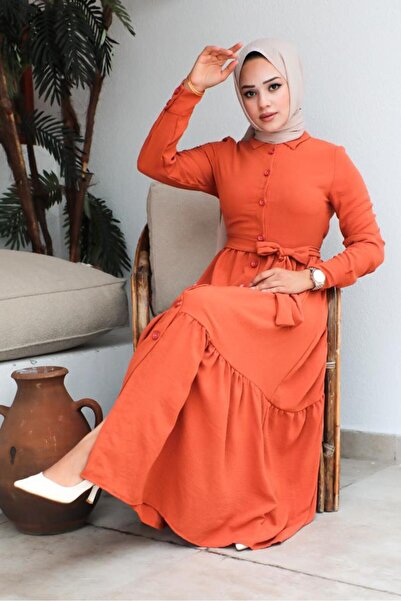 benguen 443 Shirt Collar Aerobin Hijab Dress Tile