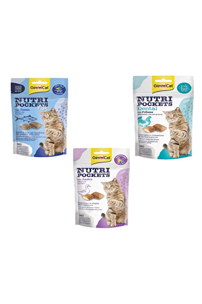 Gimcat Nutripockets Kedi Ödülü Dental , Tuna, Ördekli 60grx3 adet