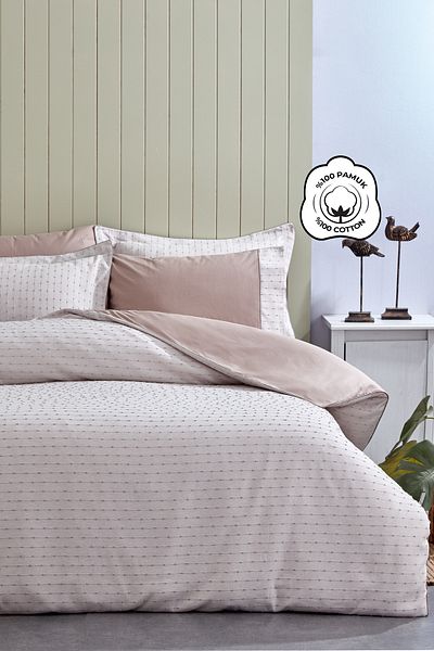 Evlen Home Collection Комплект завивка Spectra 100% памук, специална тъкана двойна, с щампа, цвят кафяво и райета