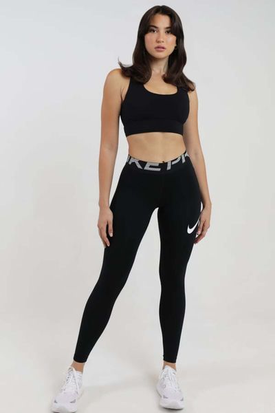 Nike Leggings High Rise High Waisted Cotton Polyester Thin Black
