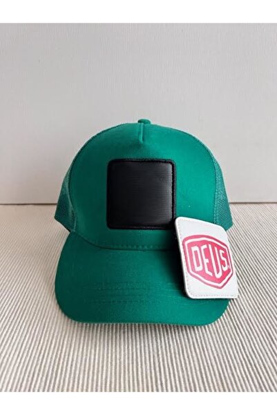 CosmoOutlet Πράσινο καπέλο Benetton με αφαιρούμενο λογότυπο Deus με ρυθμιζόμενο αυτοκόλλητο Unisex