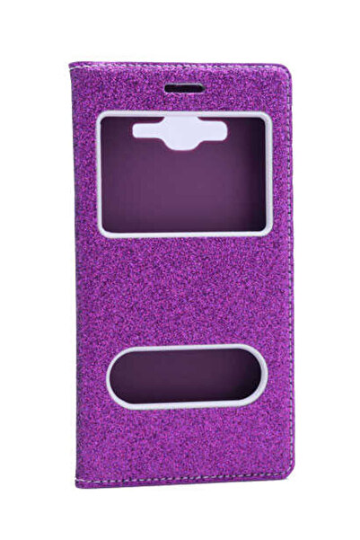 Fibaks Galaxy J2 Uyumlu  Kılıf Kapaklı Simli Parlak Lüks Koruyucu 360 Kapak