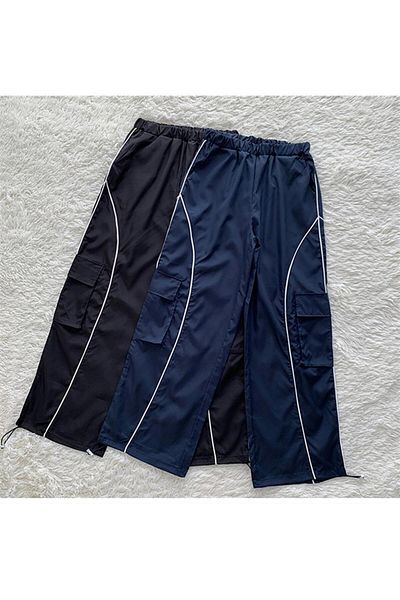 Touz zolid wear Harajuku Lines Λεπτομέρεια Cargo Pocket Σκούρο Ναυτικό Φούτερ Ναυτικό Μπλε Φούτερ