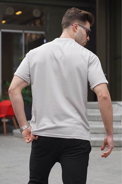 Madmext Ανδρικό μπλουζάκι βαμμένο γκρι Lycra Basic 6060