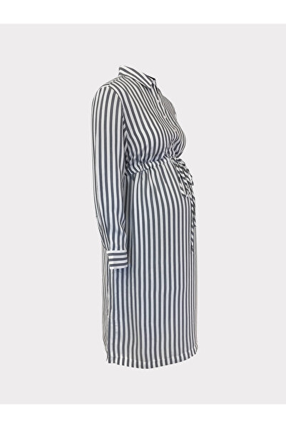 GEBE Çizgili Uzun Kol Şık Gömlek Elbise