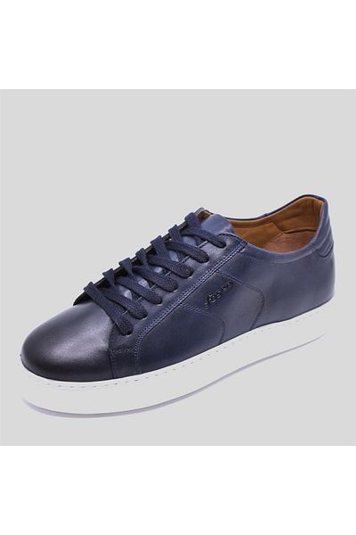 Fosco Genuine Leather Sneaker Sports Men's Shoes Navy Blue 9757