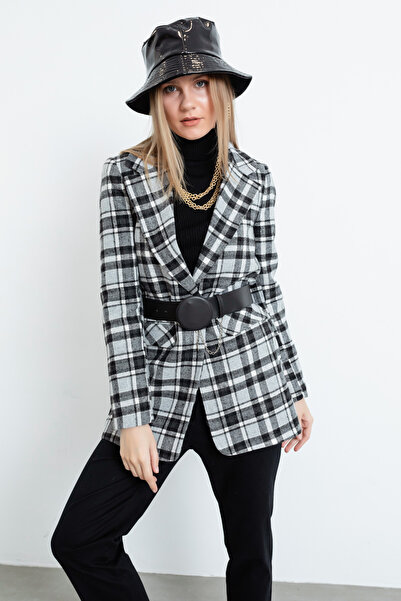 Lafaba Kadın Siyah Kemerli Ceket