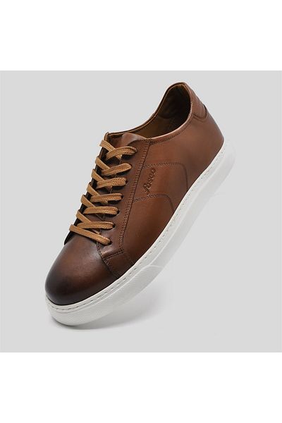Fosco Genuine Leather Sneaker Sports Men's Shoes Tan 9757