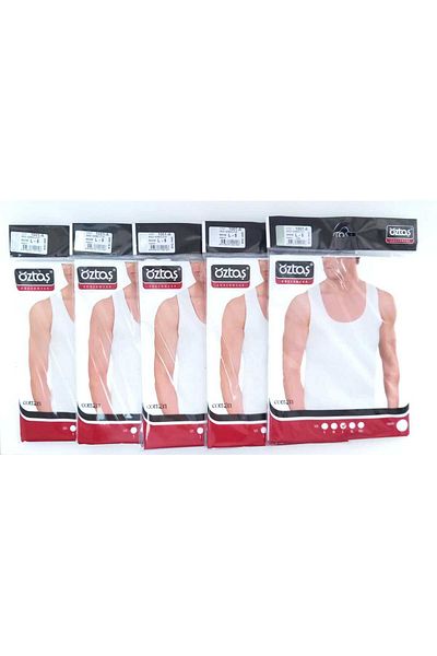Öztaş 5 Pieces Men's Combed Cotton Single Jersey Classic Undershirt
