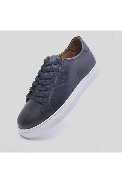 Fosco Genuine Leather Sneaker Sports Men's Shoes Navy Blue 9757