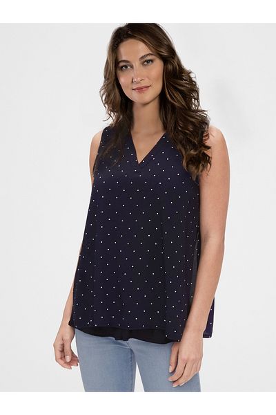 GEBE Polka Dot Blouse with Side Slits